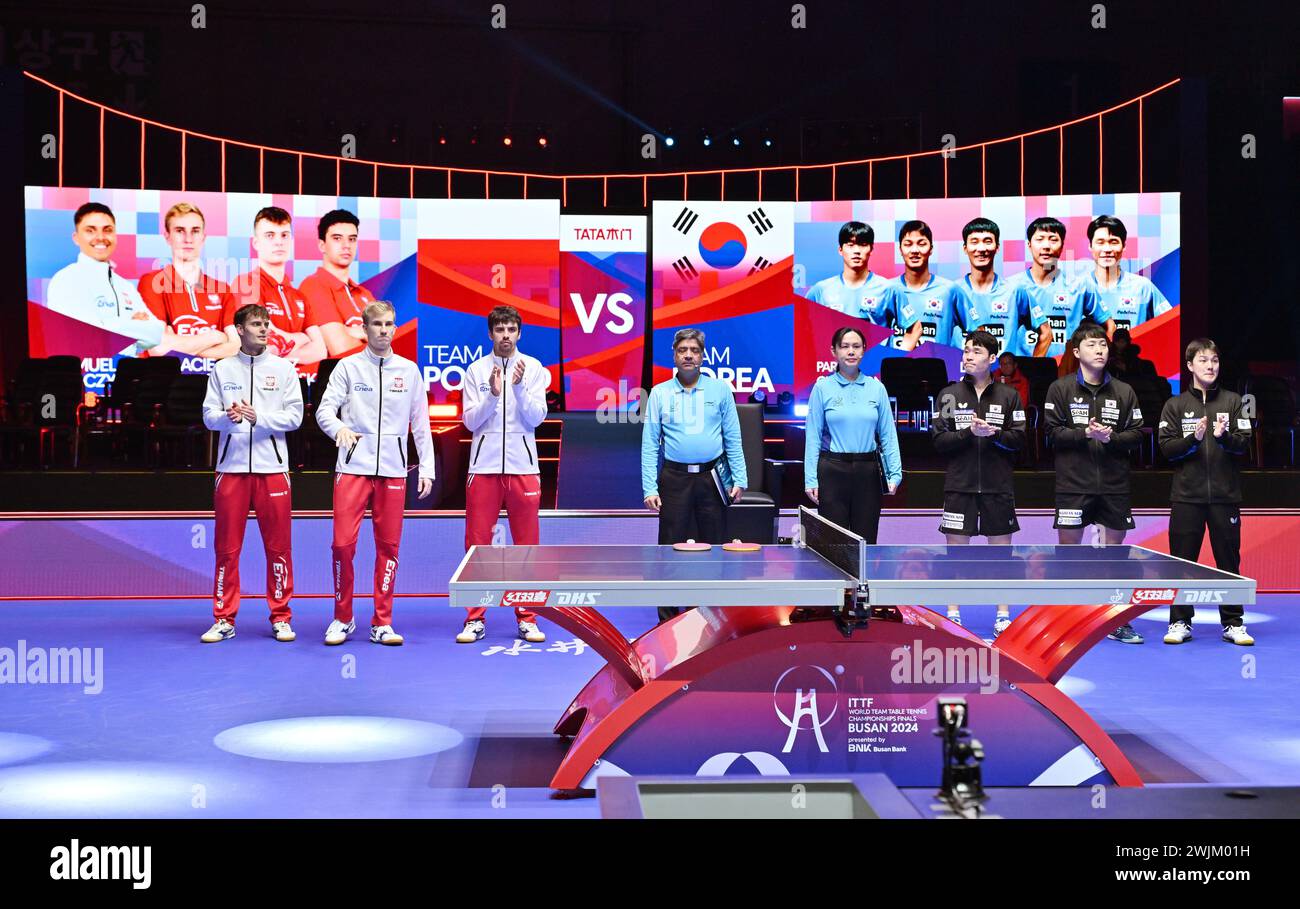 Busan, Sourh Korea. 16th Feb, 2024. Team South Korea and Team Poland