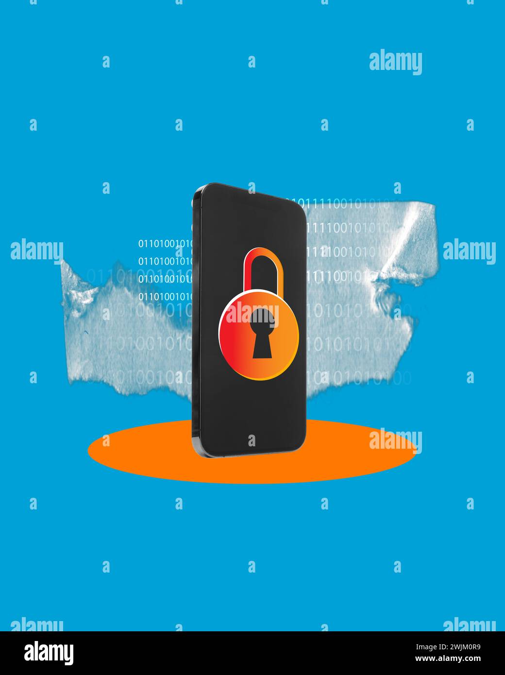 Is Cell Phone Using Binary Code Mobile phone with padlock on screen and binary code. Promotion of a ...