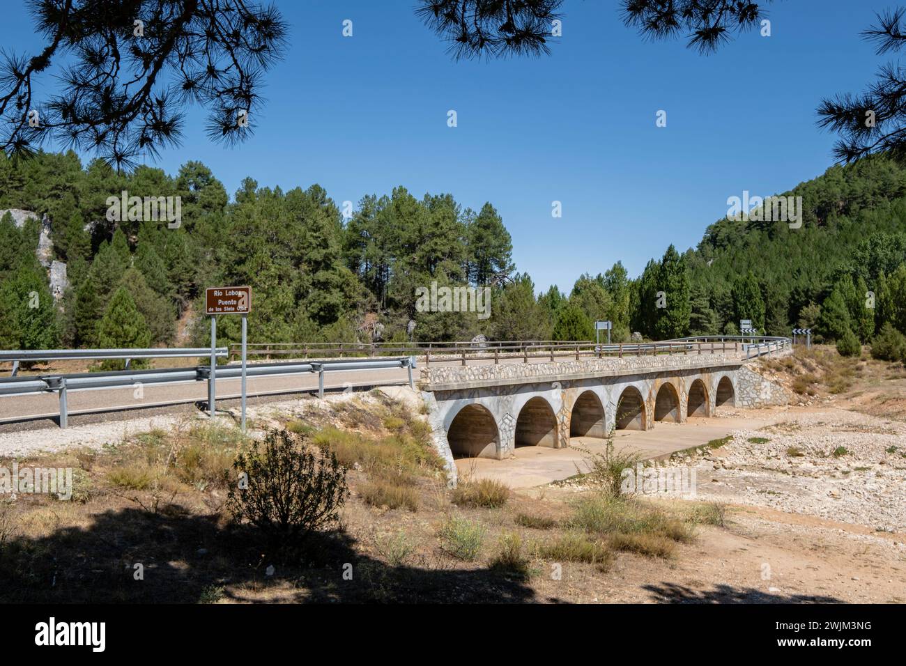 Puente de los 7 Ojos, Parque Natural del Cañón del Río Lobos, Soria, Autonomous Community of Castile, Spain, Europe Stock Photo