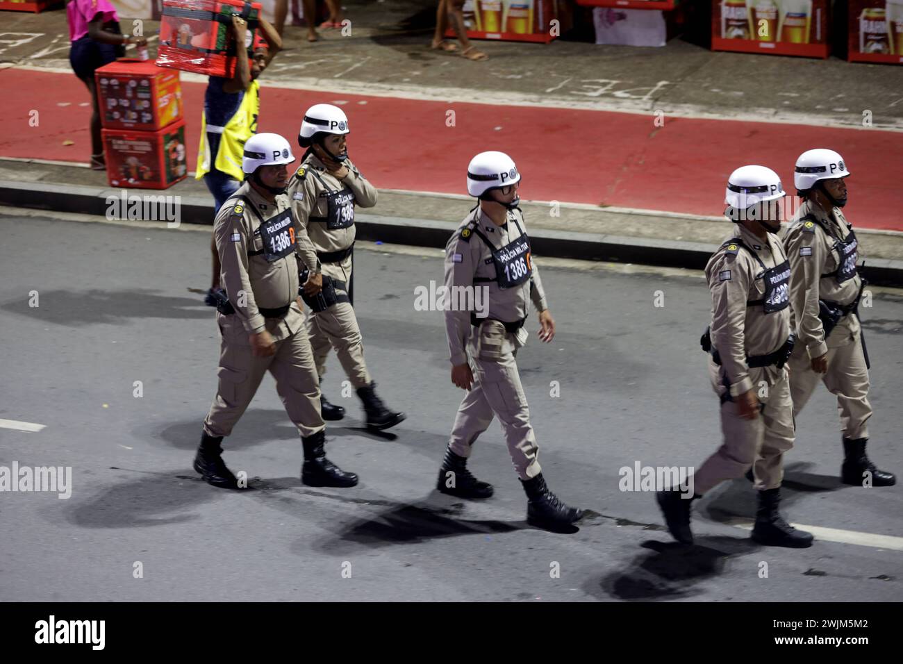 Bahia military police at carnival salvador, bahia, brazil - february 10, 2024: Bahia military police officers seen during the carnival in the city of Salvador. SALVADOR BAHIA BRAZIL Copyright: xJoaxSouzax 080224JOA4315312 Stock Photo