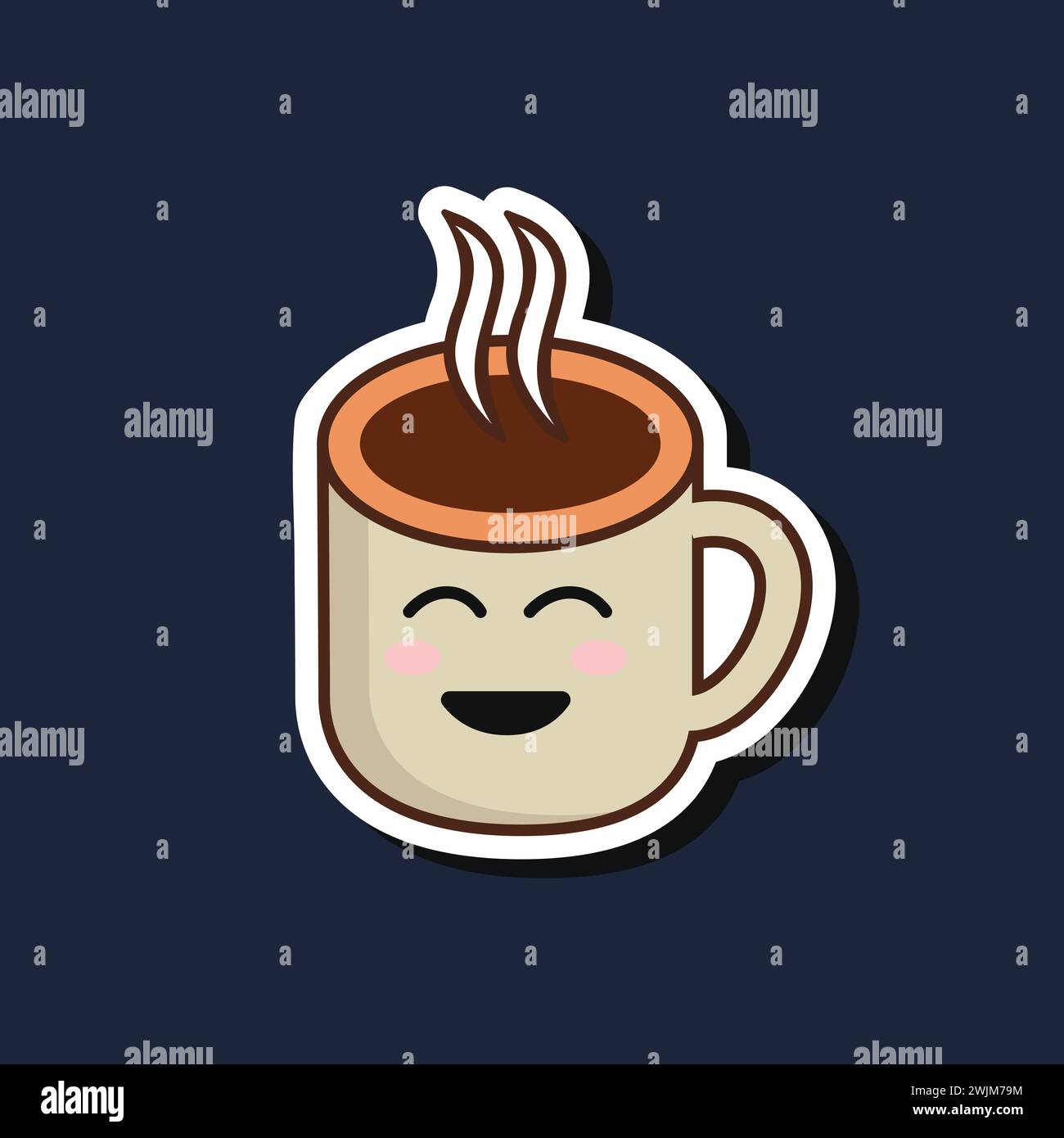 Adorable Coffee Cup Cartoon Vector Illustration for t shirt sticker print. Flat style Cup character Icon Concept Isolated Vector. Cartoon coffee cup Stock Vector