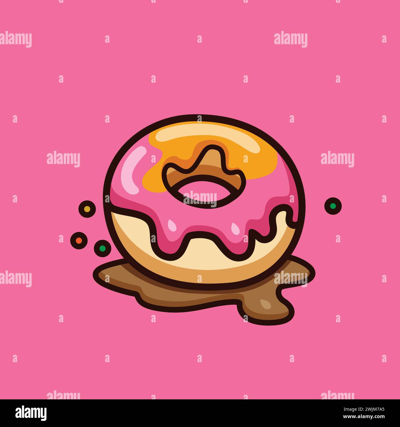 Colorful Doughnut food vector illustration. Sweet food flat style icon for birthday elements and kids favorite. Stock Vector