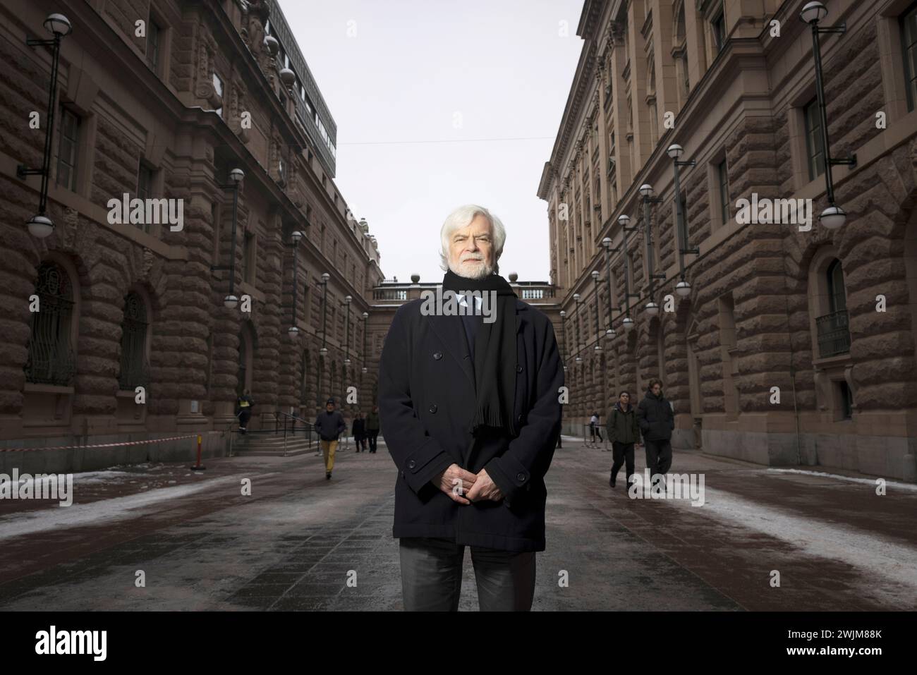 Jim Skea, Chair of the Intergovernmental Panel on Climate Change (IPCC), photographed outside the Riksdag in Stockholm, Sweden, on February 14, 2024.P Stock Photo