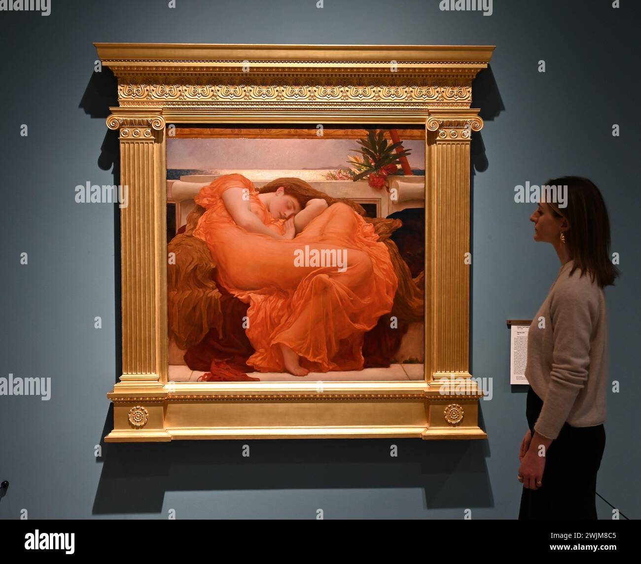 Originally exhibited at the Royal Academy in 1895, Flaming June is one