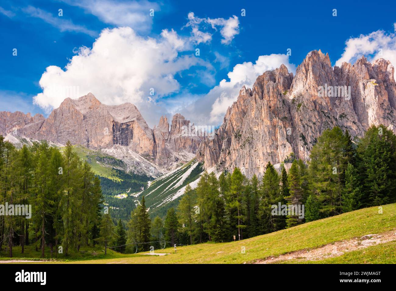 Dolomite alps in Italy, high mountain and green forest Stock Photo - Alamy