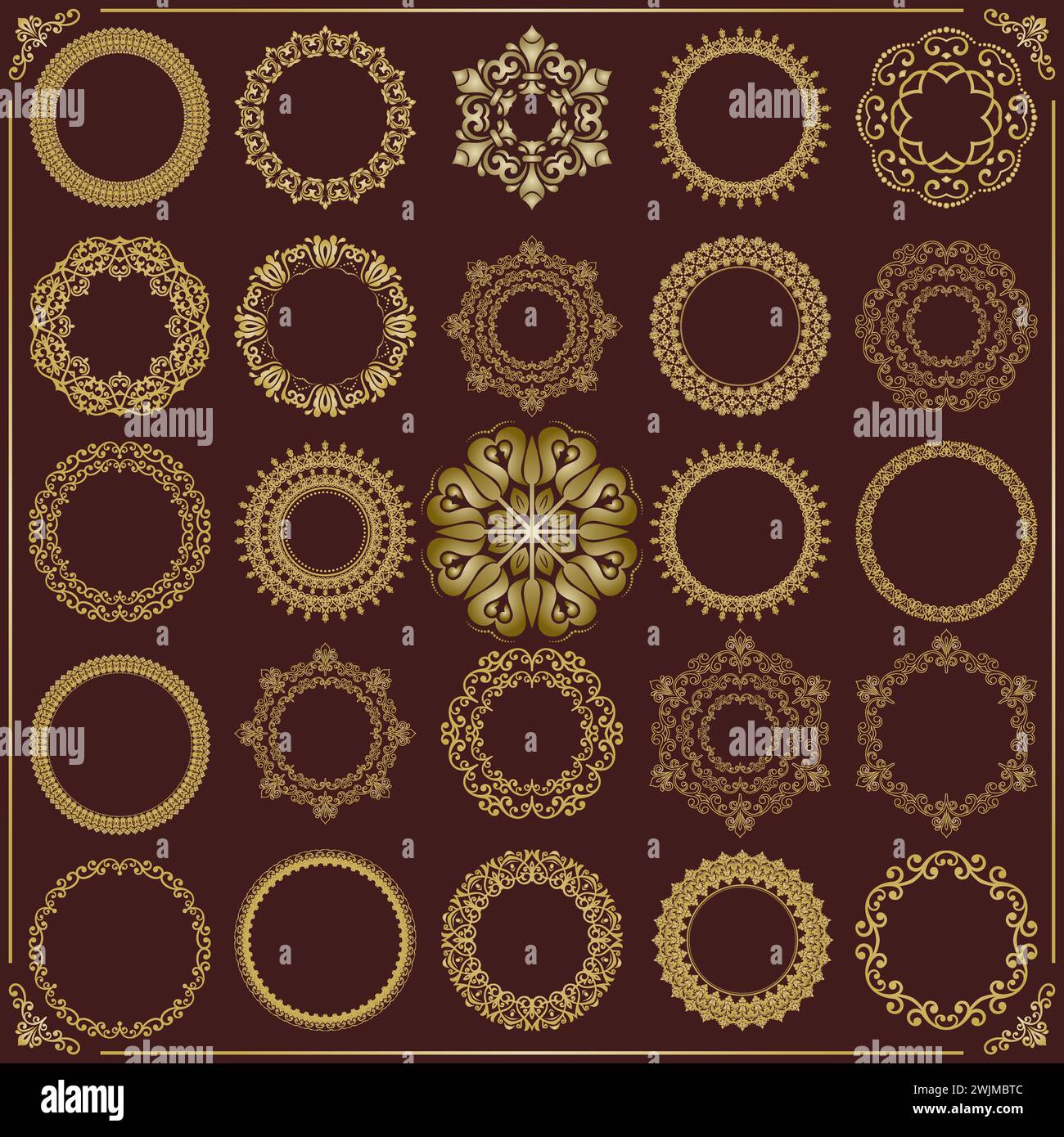 Vintage set of vector round elements. Different elements for design ...