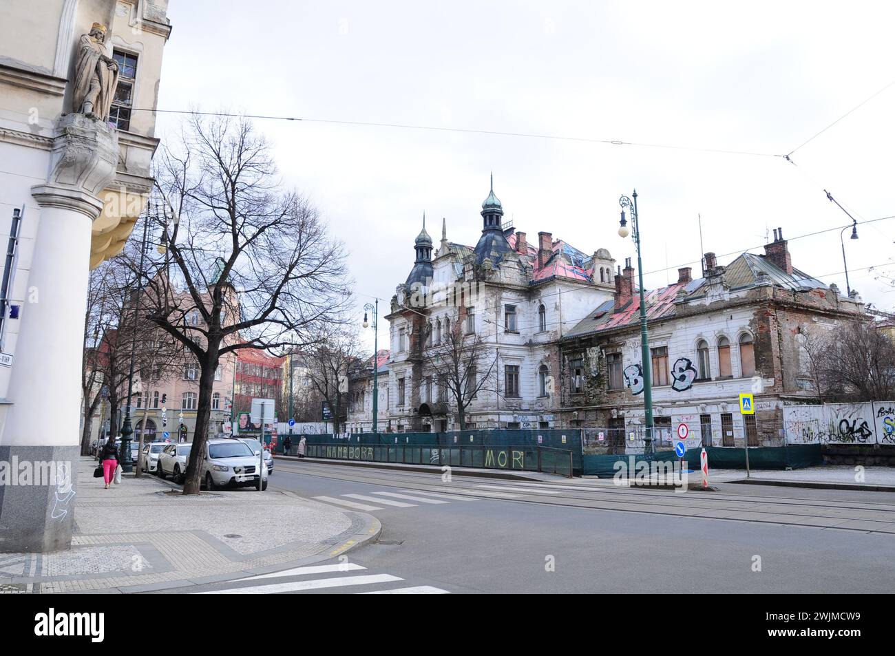 Abandoned and dilapidated Art Nouveau building of Praha-Vysehrad Railway Station, Prague, Czech Republic, February 14, 2024. (CTK Photo/Martin Hurin) Stock Photo