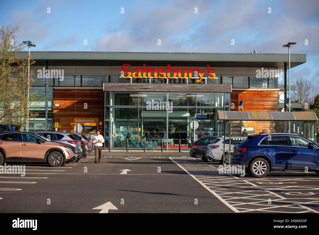 Milton Keynes,UK- Feb 16th 2024: Sainsburys supermarket on a bright