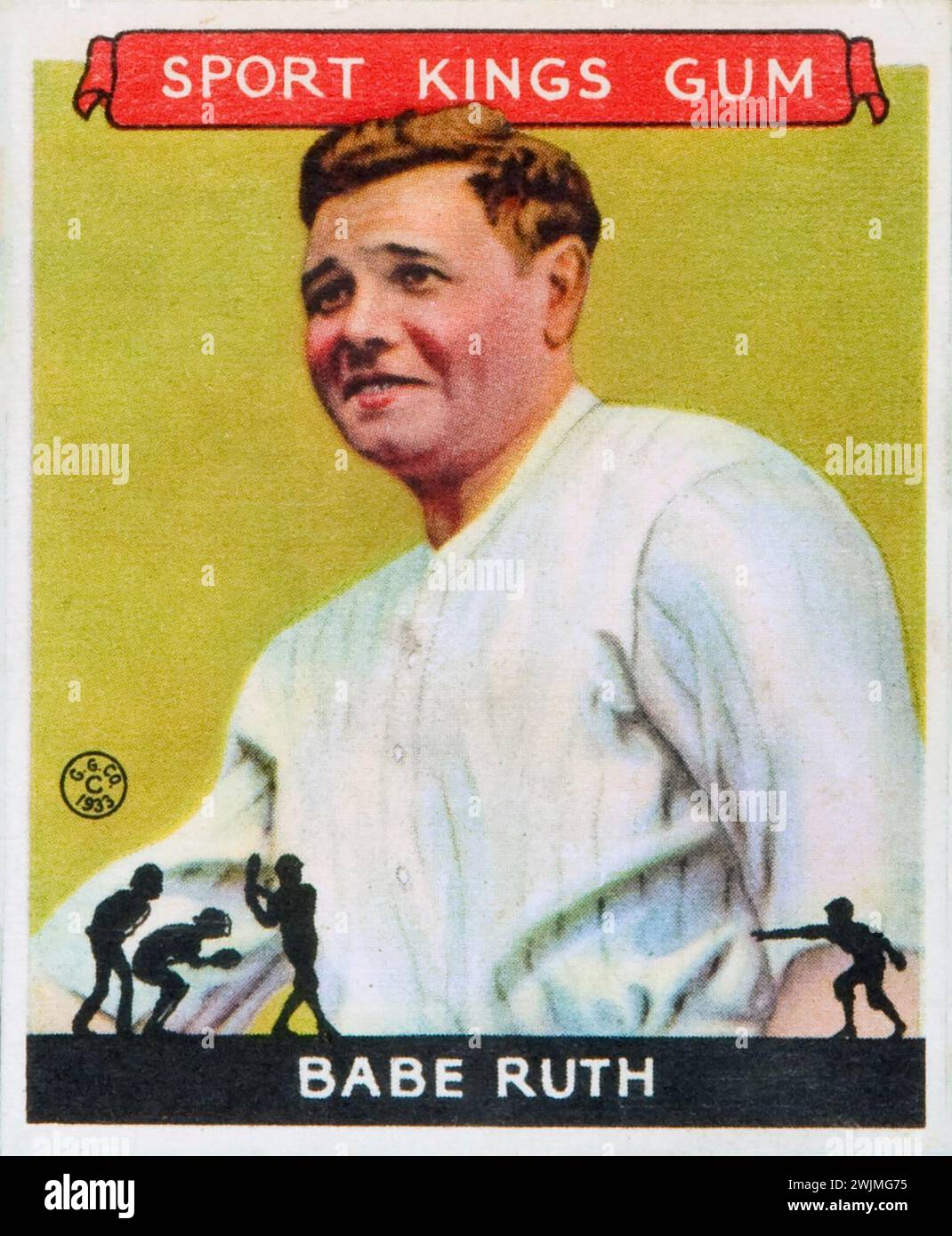 Goudey Sport Kings Gum, bubble gum, Baseball Card feat. Babe Ruth, 1933 Stock Photo