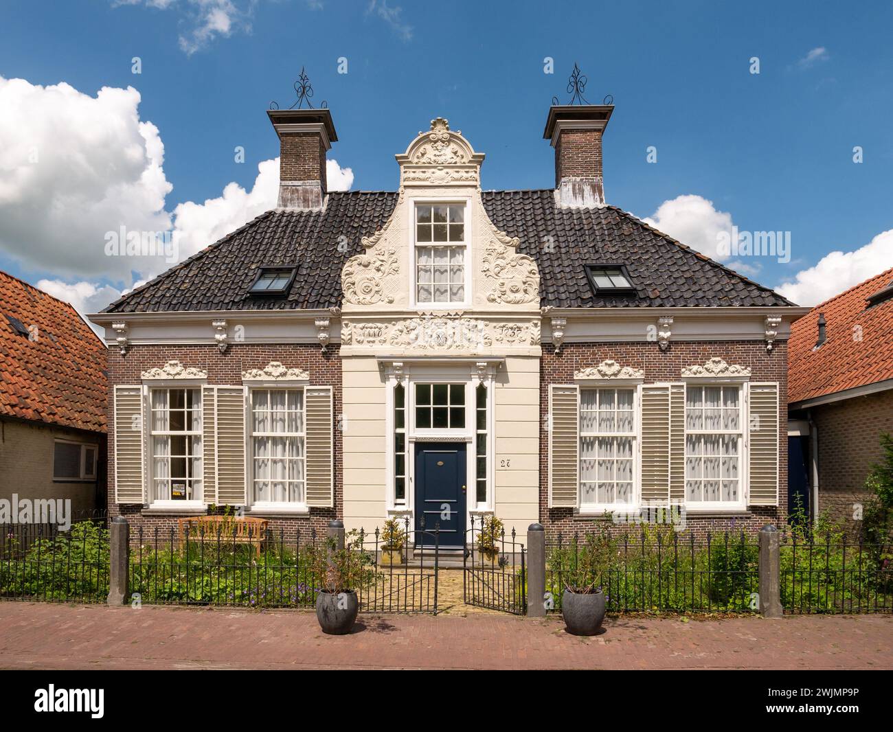 Front view of former hooischippershuis, hay skippers house, in center of Heeg, Friesland, Netherlands Stock Photo