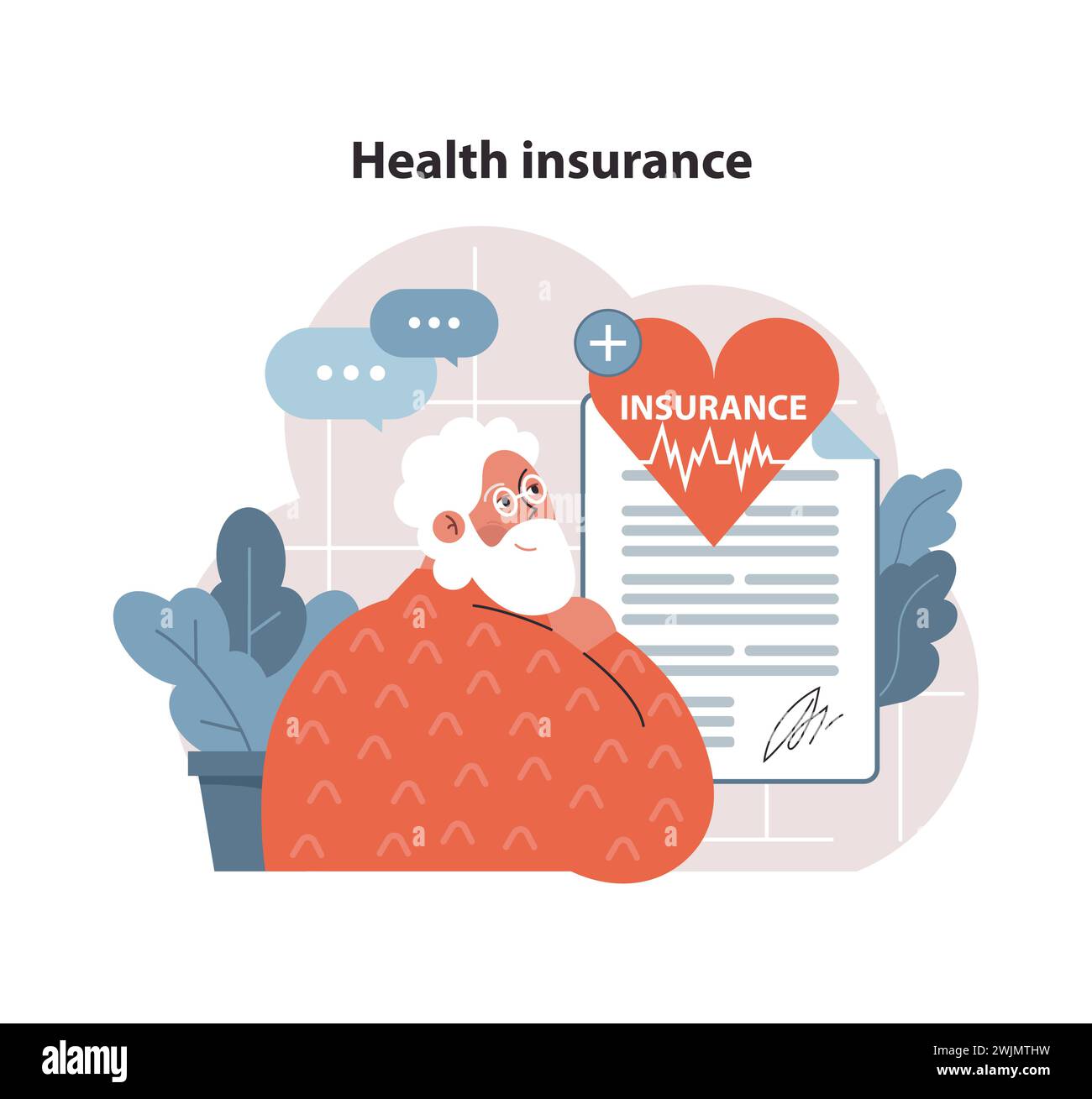 Health Insurance Concept Elderly Person Reviews Medical Coverage