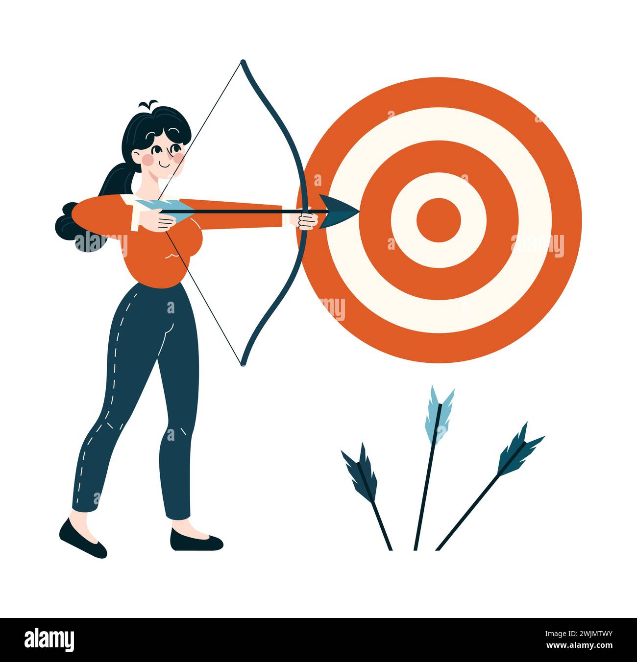 Business People concept. Determined professional targets high goals. Precision and focus in achieving business objectives. Flat vector illustration Stock Vector