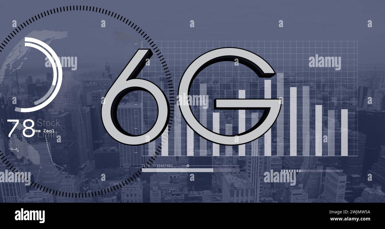 Image of 6g text and data processing Stock Photo