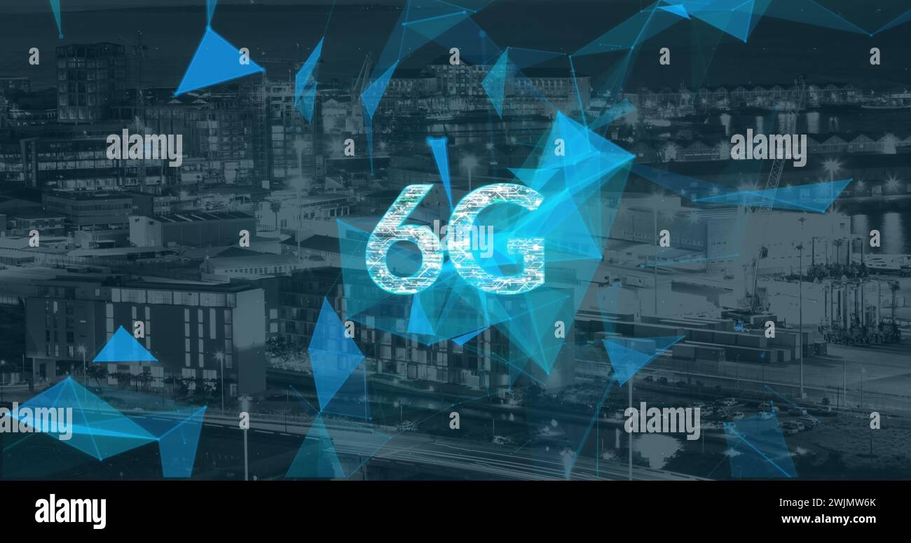 Image of 6g text and data processing Stock Photo
