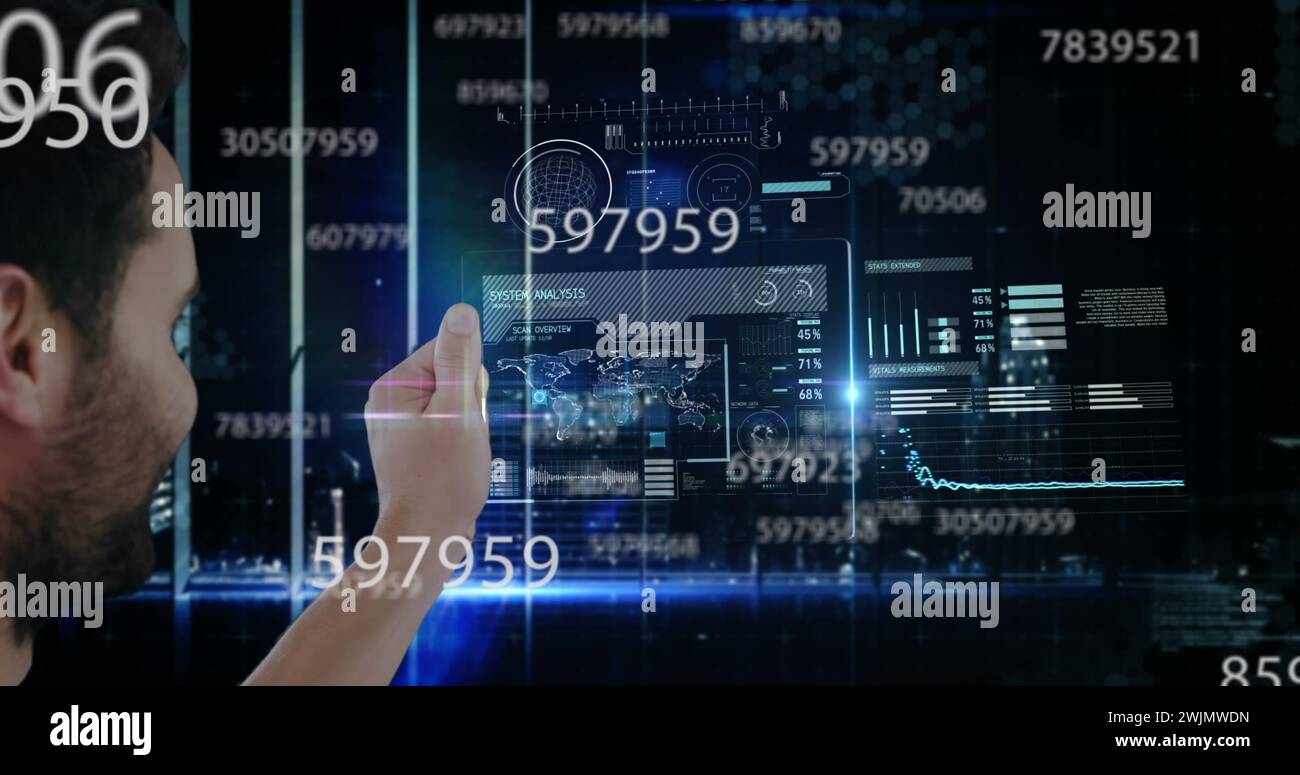 Image of digital interface with icons and data processing Stock Photo ...