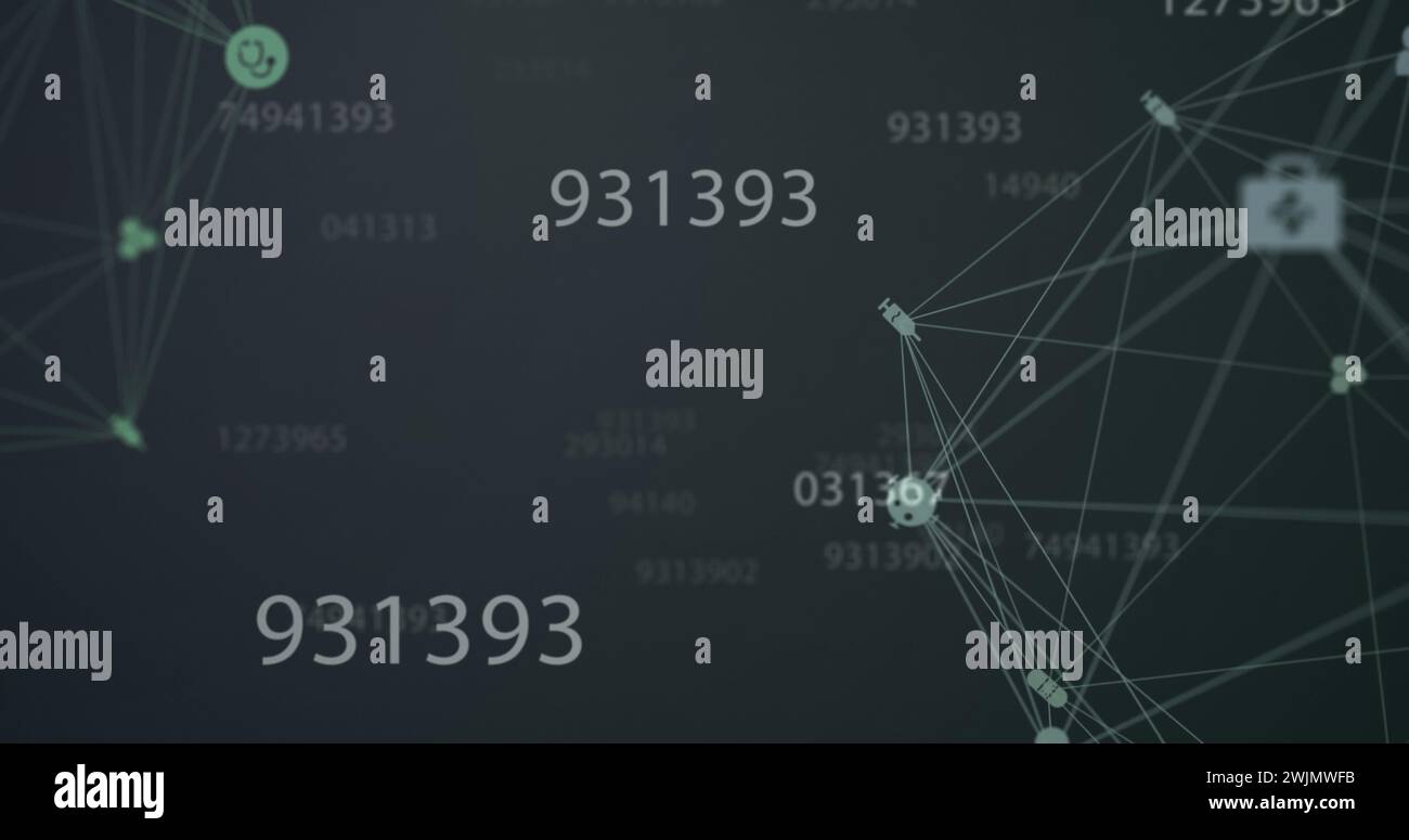 Image of digital interface with icons and data processing Stock Photo ...