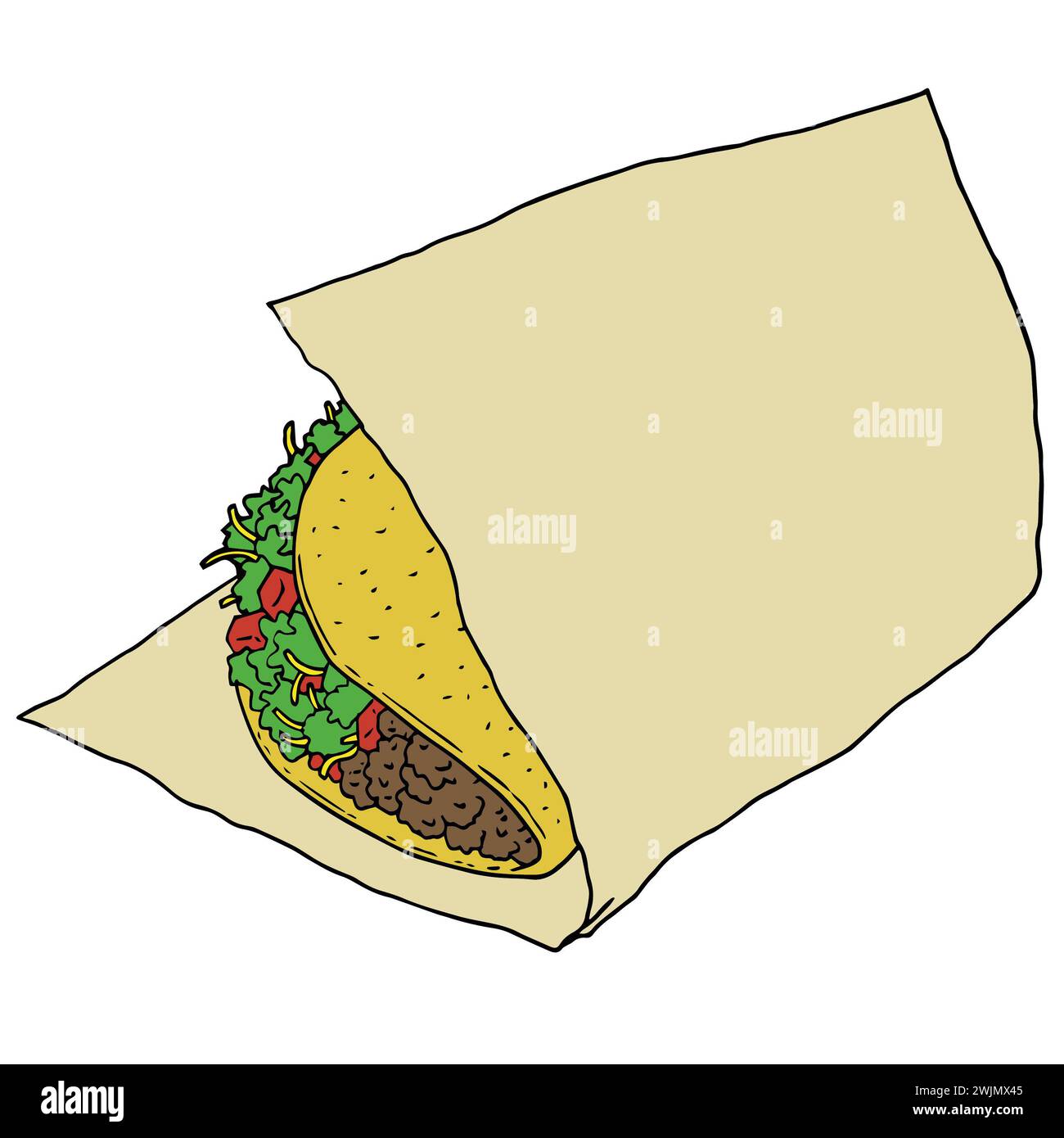 Taco in plain wrapper Stock Photo