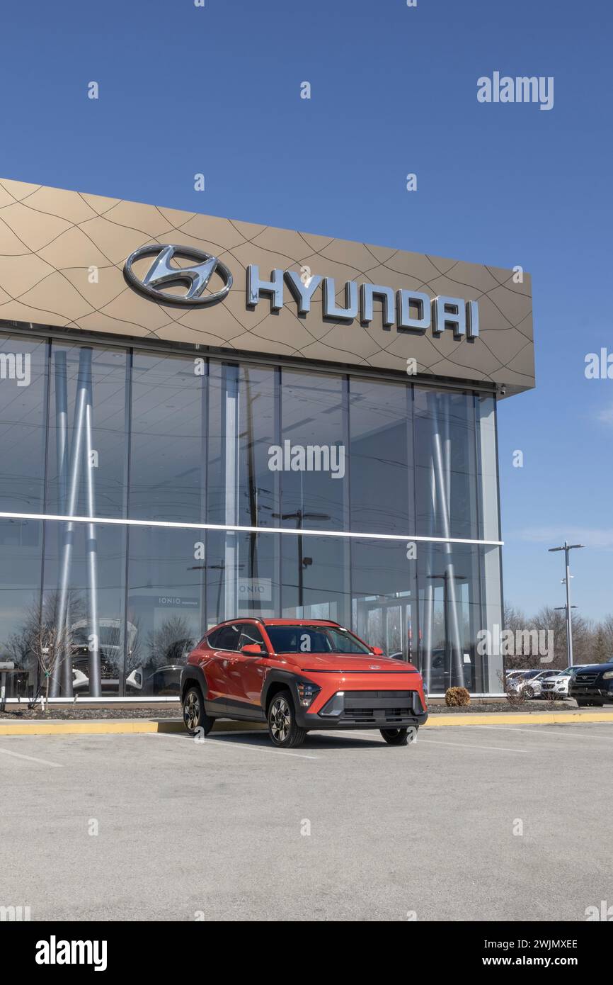 Indianapolis - February 11, 2024: Hyundai Kona SEL display at a ...