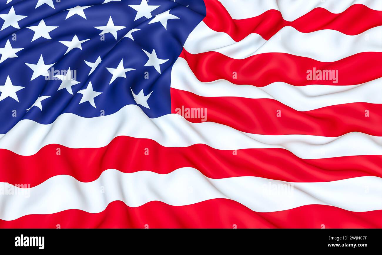 flag of the united states of america moved by the wind. 3d illustration ...