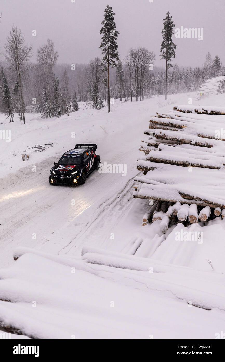 Umea, Sweden - 16/02/2024, 69 ROVANPERA Kalle, HALTTUNEN Jonne, Toyota GR Yaris Rally1, action during the Rally, Sweden. , . WRC World Rally Car Championship, from February 15 to 18, 2024 at Umea, Sweden - Photo Nikos Katikis/DPPI Credit: DPPI Media/Alamy Live News Stock Photo