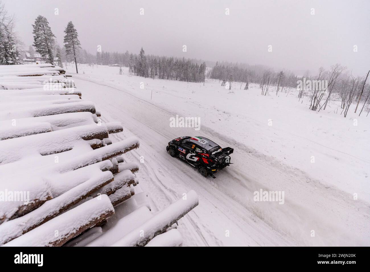Umea, Sweden - 16/02/2024, 37 BERTELLI Lorenzo, SCATTOLIN Simone, Toyota GR Yaris Rally1, action during the Rally, Sweden. , . WRC World Rally Car Championship, from February 15 to 18, 2024 at Umea, Sweden - Photo Nikos Katikis/DPPI Credit: DPPI Media/Alamy Live News Stock Photo