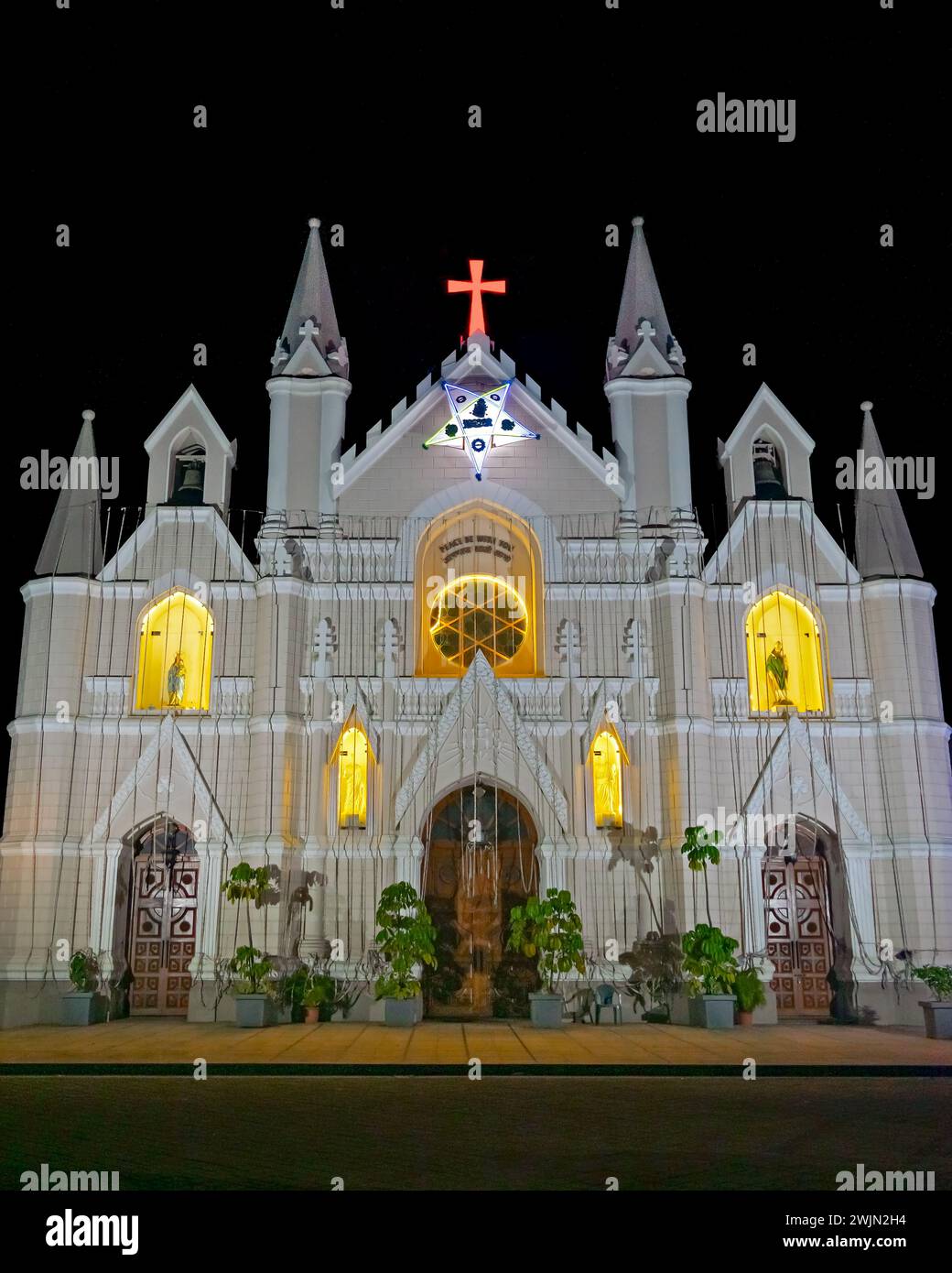 The 160 year old magnificent structure and an iconic landmark in Pune city - Saint Patrick’s Cathedral , empty due to pandemic. Stock Photo