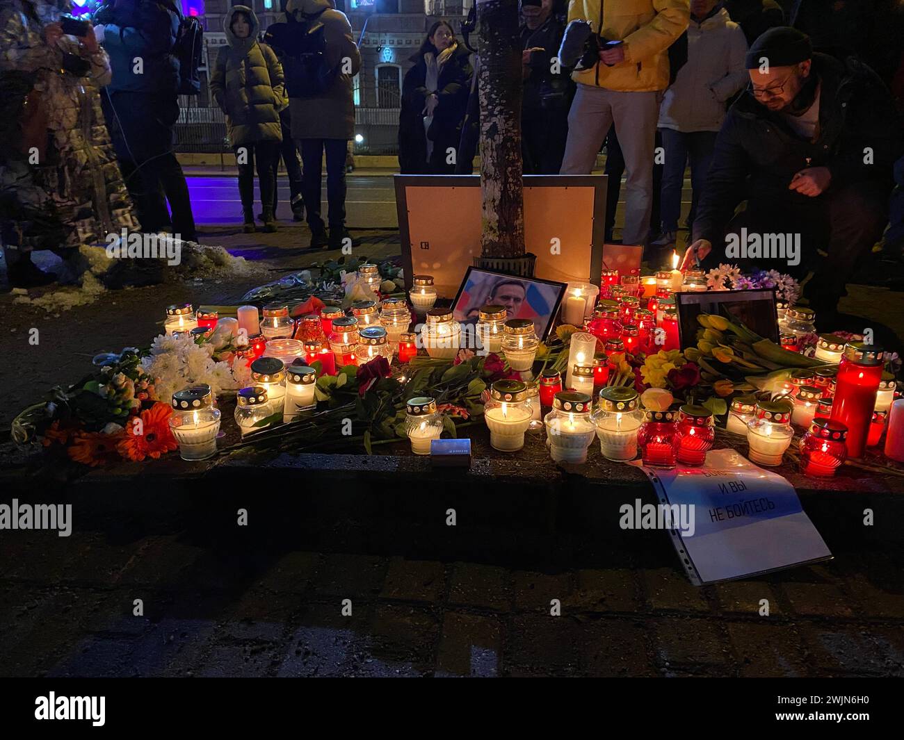 Riga, Latvia. 16th Feb, 2024. A picture with the portrait of Alexey ...