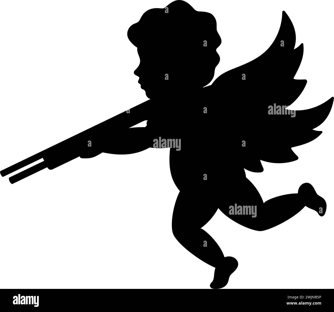 Angel with gun. Cherub silhouette. Valentine's day. Love symbol. Vector ...