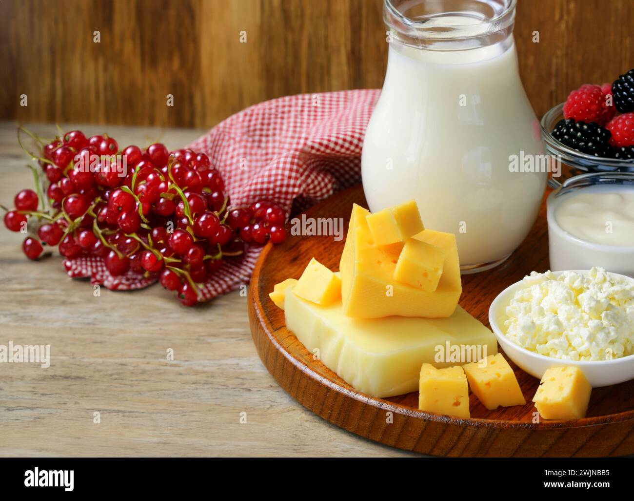 dairy products milk sour cream cottage cheese cheese Stock Photo - Alamy