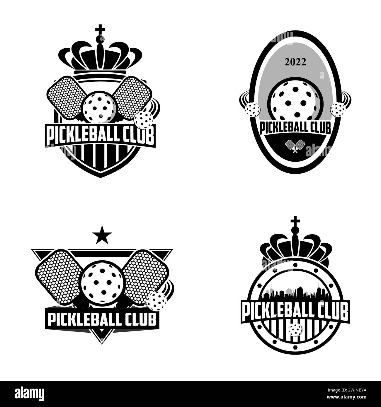 Pickleball logo collection, emblem set collections. Pickleball logo