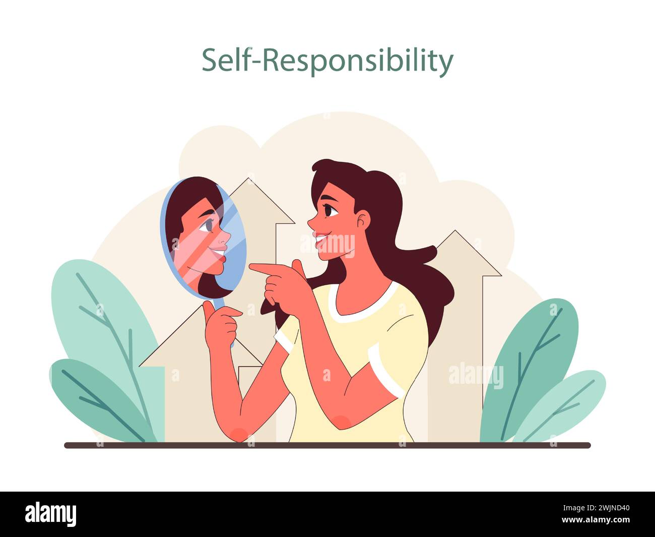Self responsibility concept a person examines their reflection