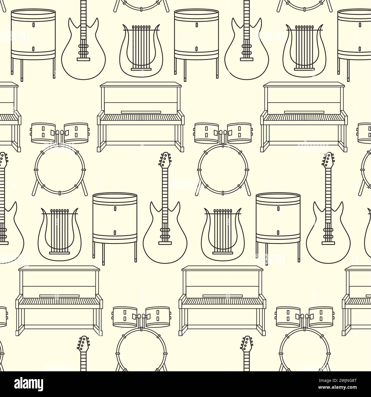 Seamless pattern background with musical instruments Vector Stock ...
