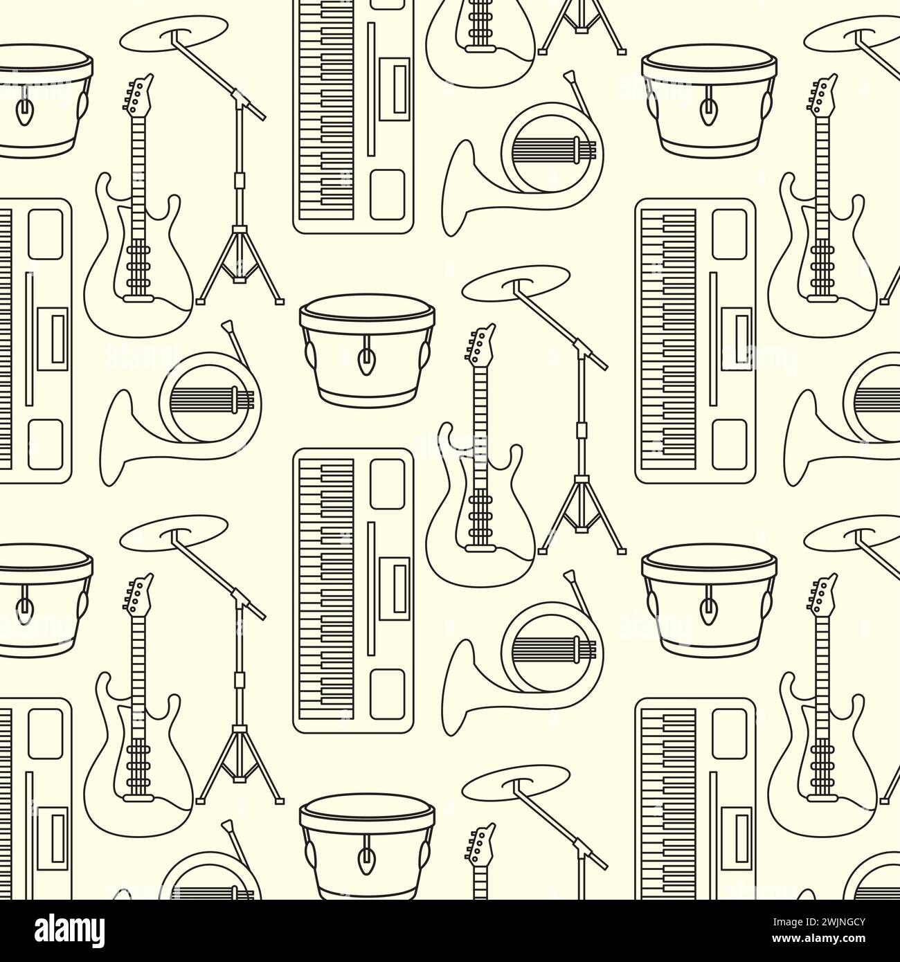 Seamless pattern background with musical instruments Vector Stock ...