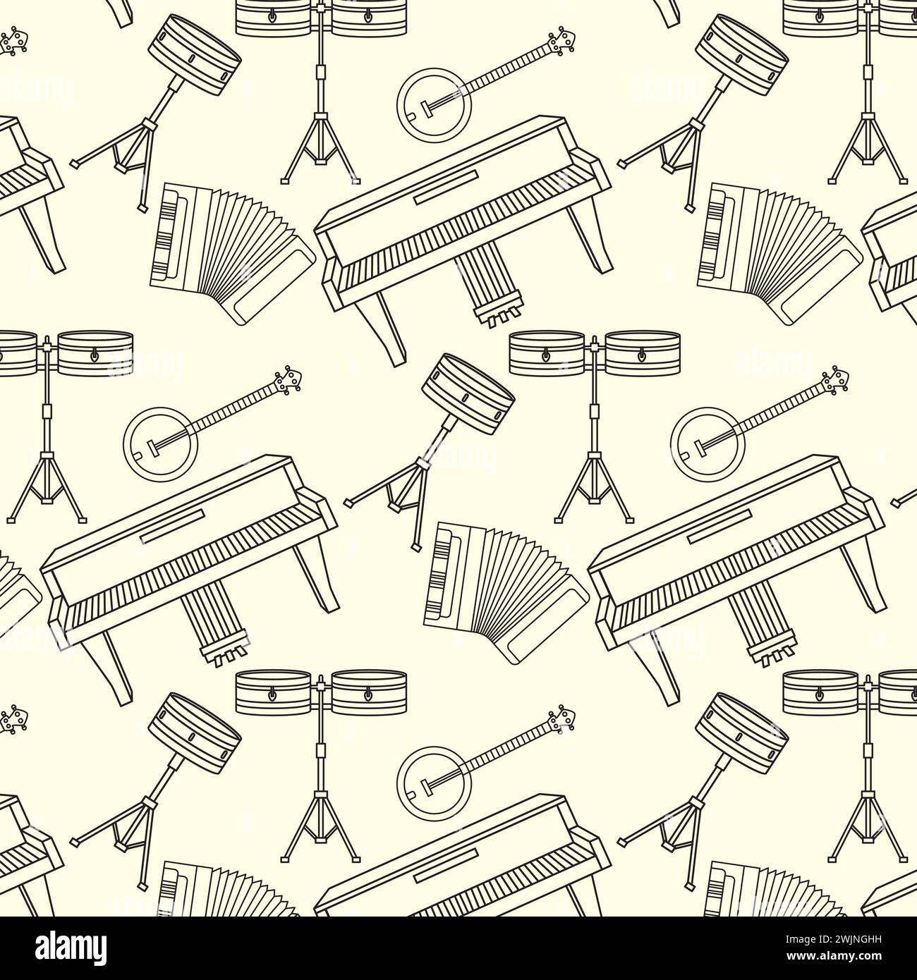Seamless pattern background with musical instruments Vector Stock ...