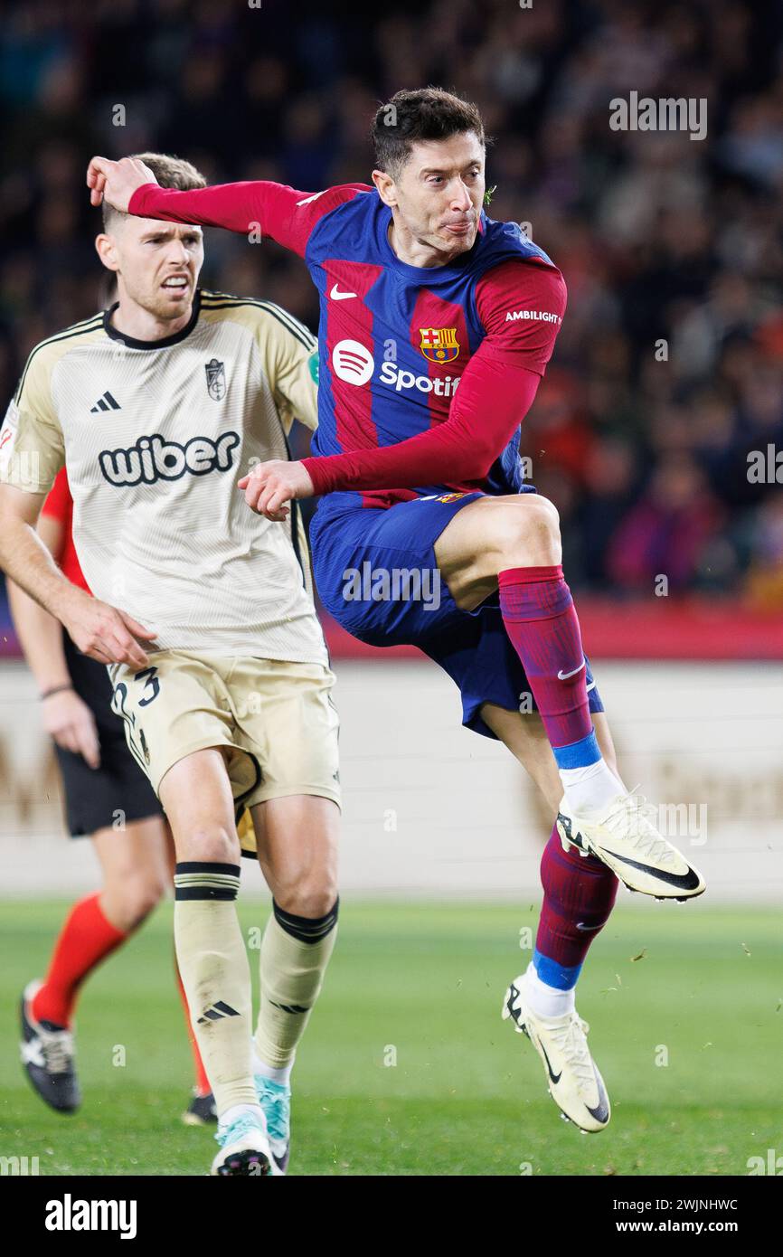 Barcelona, Spain. 11th Feb, 2024. Lewandowski in action during the LaLiga EA Sports match between FC Barcelona and Granada CF at the Estadi Olimpic Ll Stock Photo