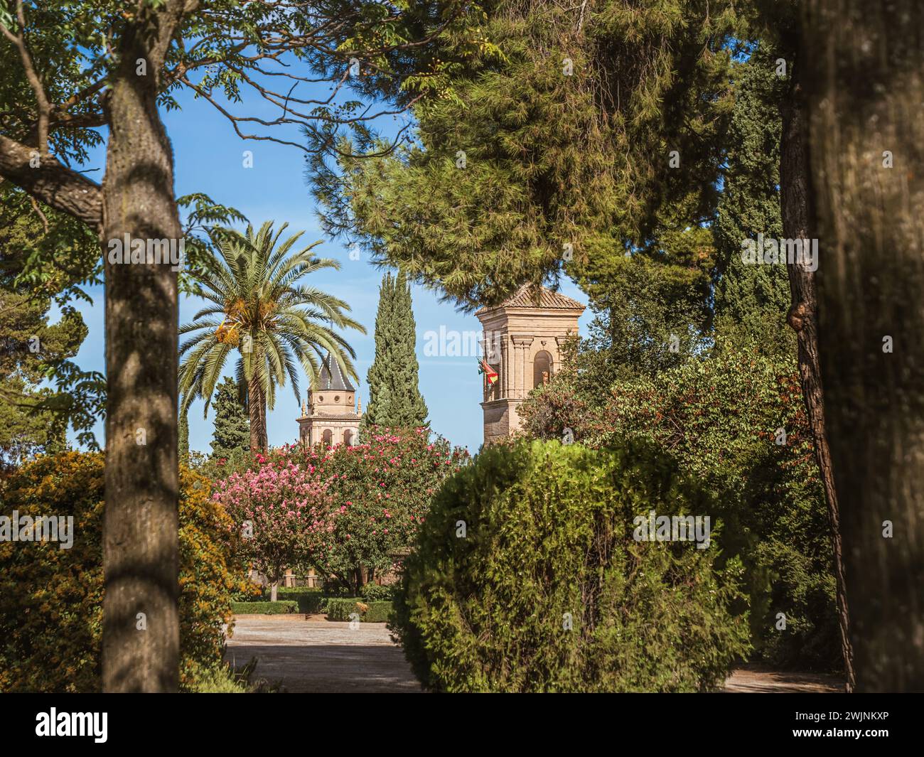 Tower of the church Iglesia de Santa Maria de la Encarnacion in the ...
