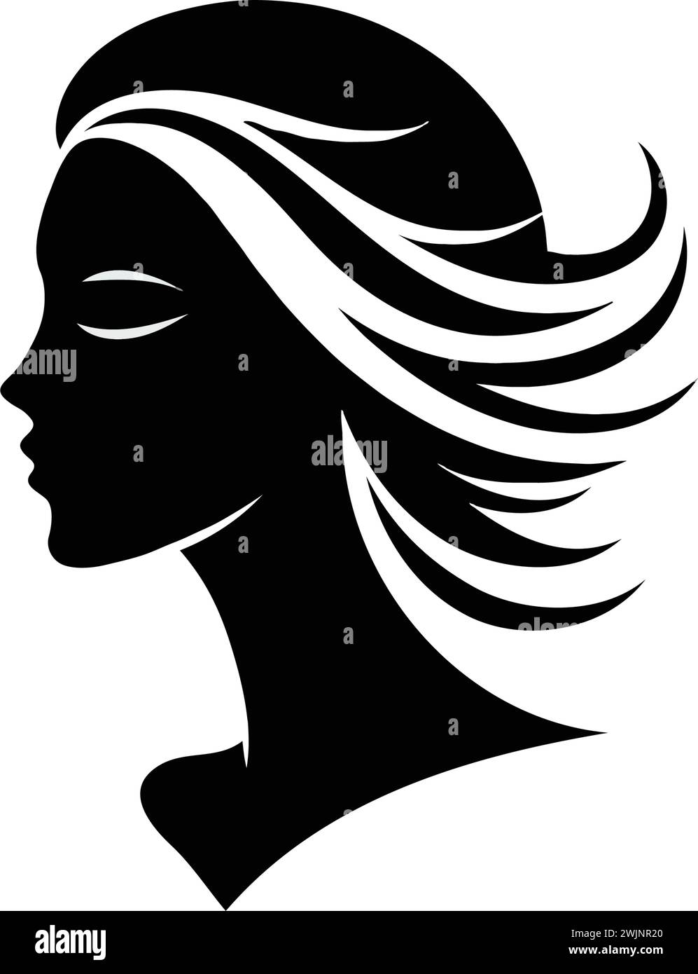 Graceful Women's Face Silhouette for Cosmetology Stock Vector