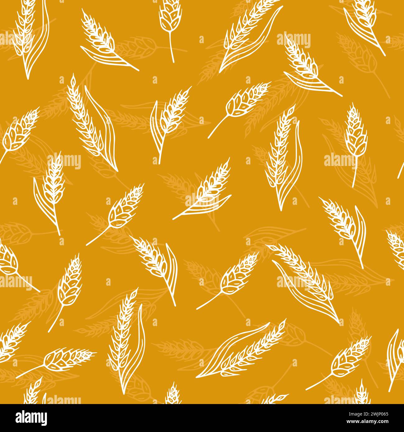 Seamless pattern with ears of wheat. Hand drawn bakery background ...