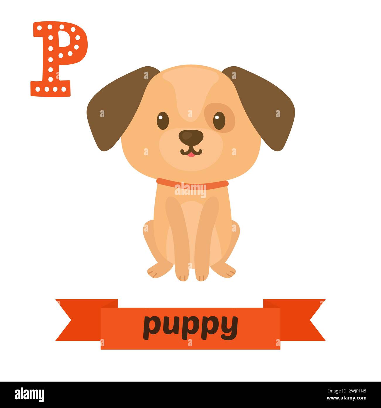 Puppy. P letter. Cute children animal alphabet in vector. Funny cartoon ...