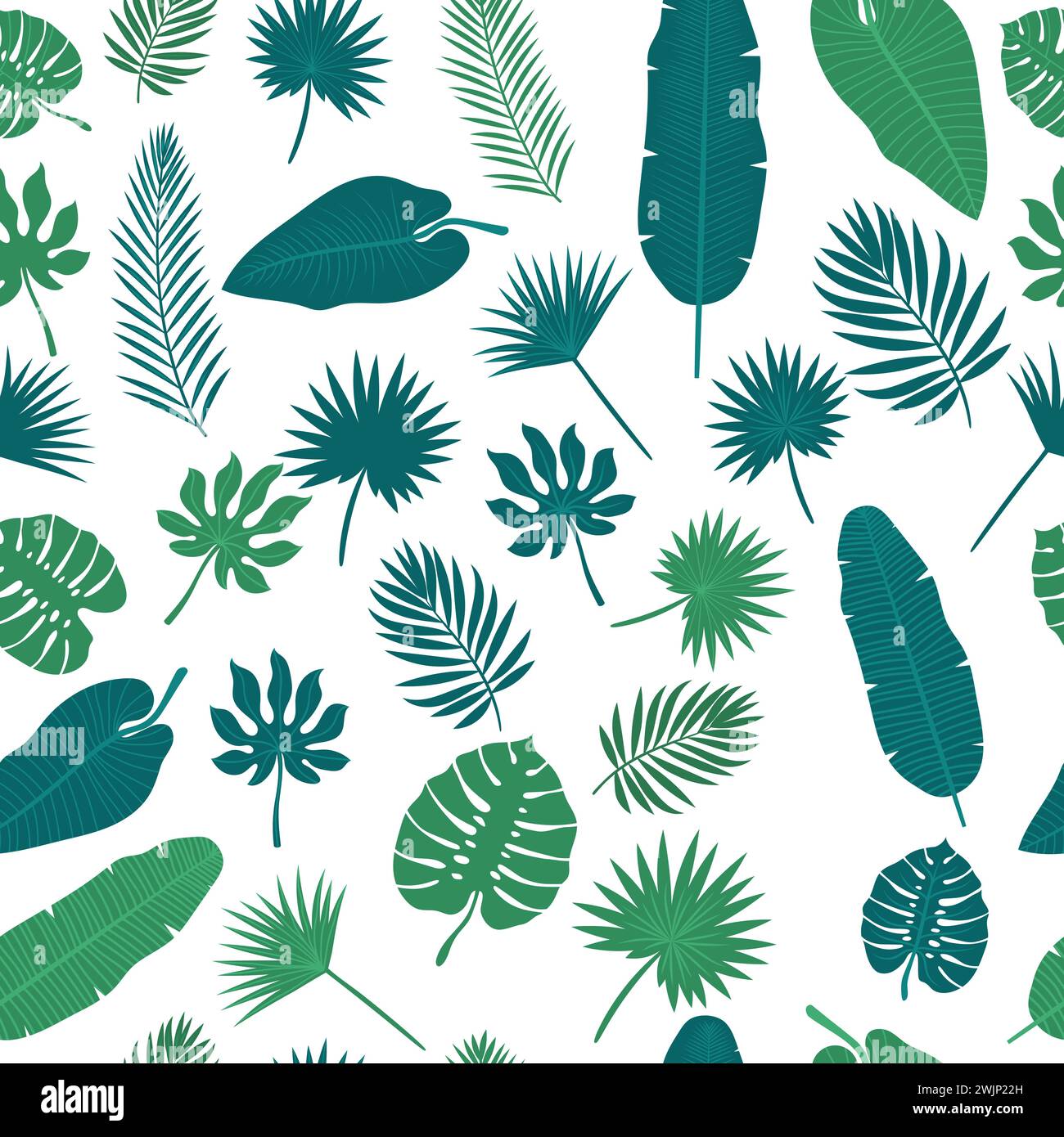 Tropical leaves seamless pattern. Floral jungle background. Vector ...