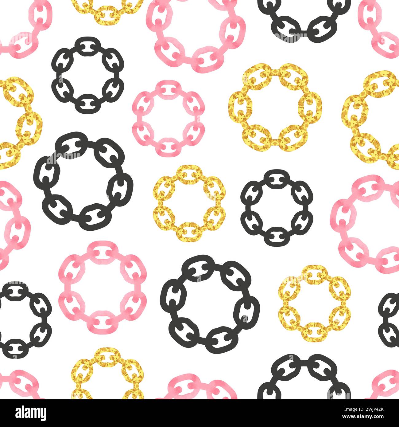 Seamless pattern with chain circles. Textile, fabric design Stock Vector