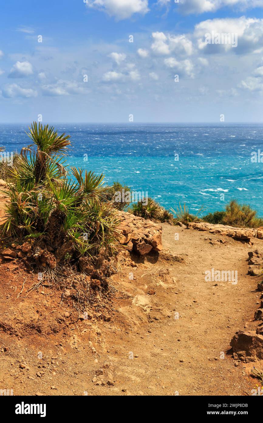 Hiking trail at Mirador de La Amatista with views of turquoise sea