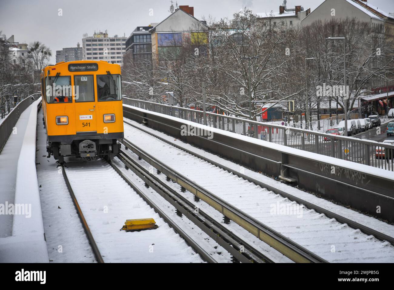 Berlin,Germany.01-15-2024.Berlin in wintertime with snow.Public transport ,U bahn Stock Photo