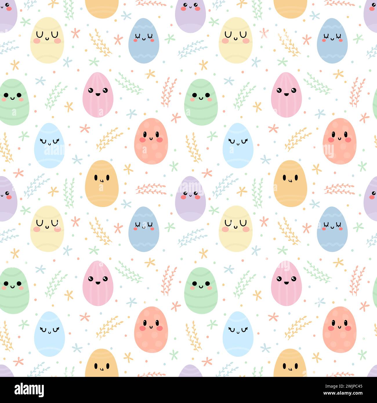 Seamless pattern with colorful Easter eggs. Happy Easter. Cute background. Vector illustration Stock Vector