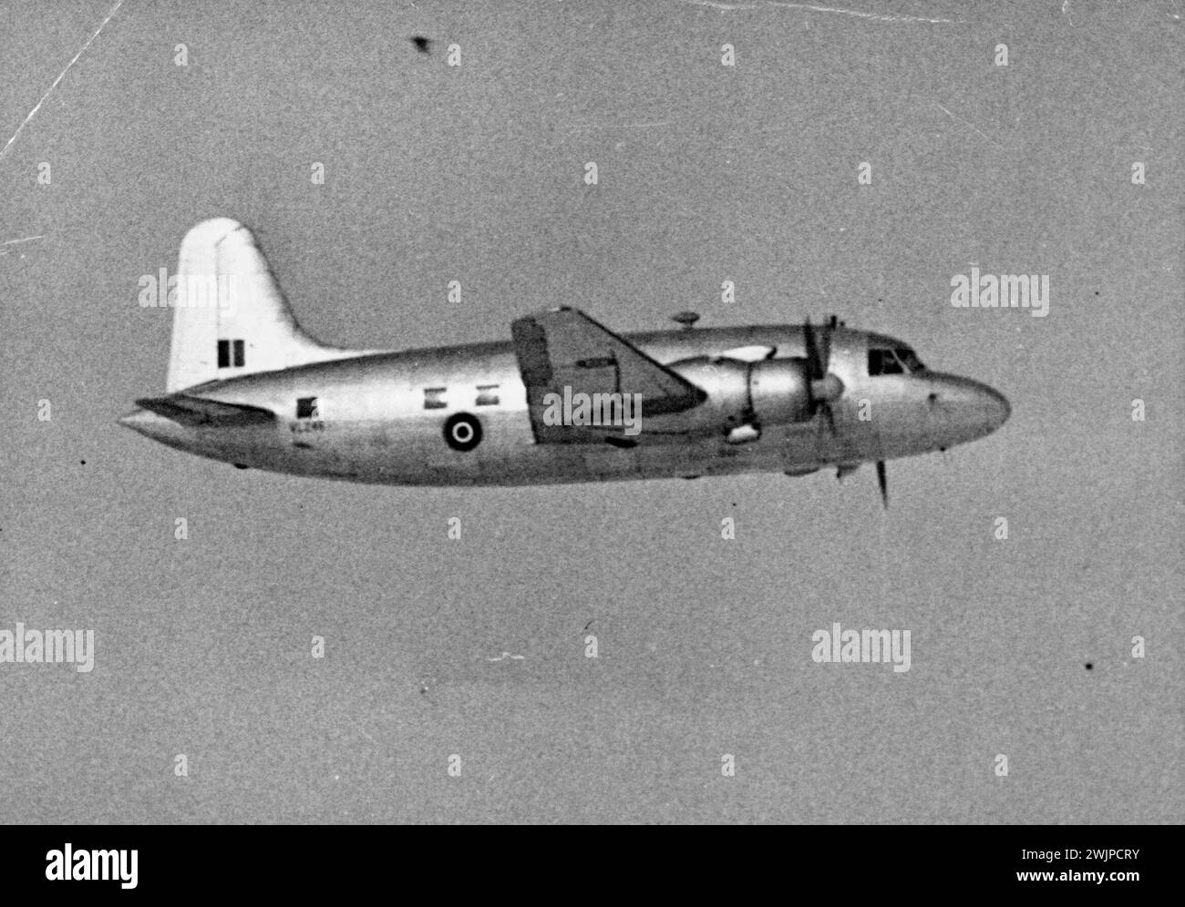 The King's Plane -- The King's plane, one of the four Vikings, in flight during final preparations for the tour. A Royal Flight, comprising four Vickers-Armstrong Viking twin-engined planes, will accompany the Royal Family on their tour of the Dominion of South Africa. January 30, 1947. Stock Photo