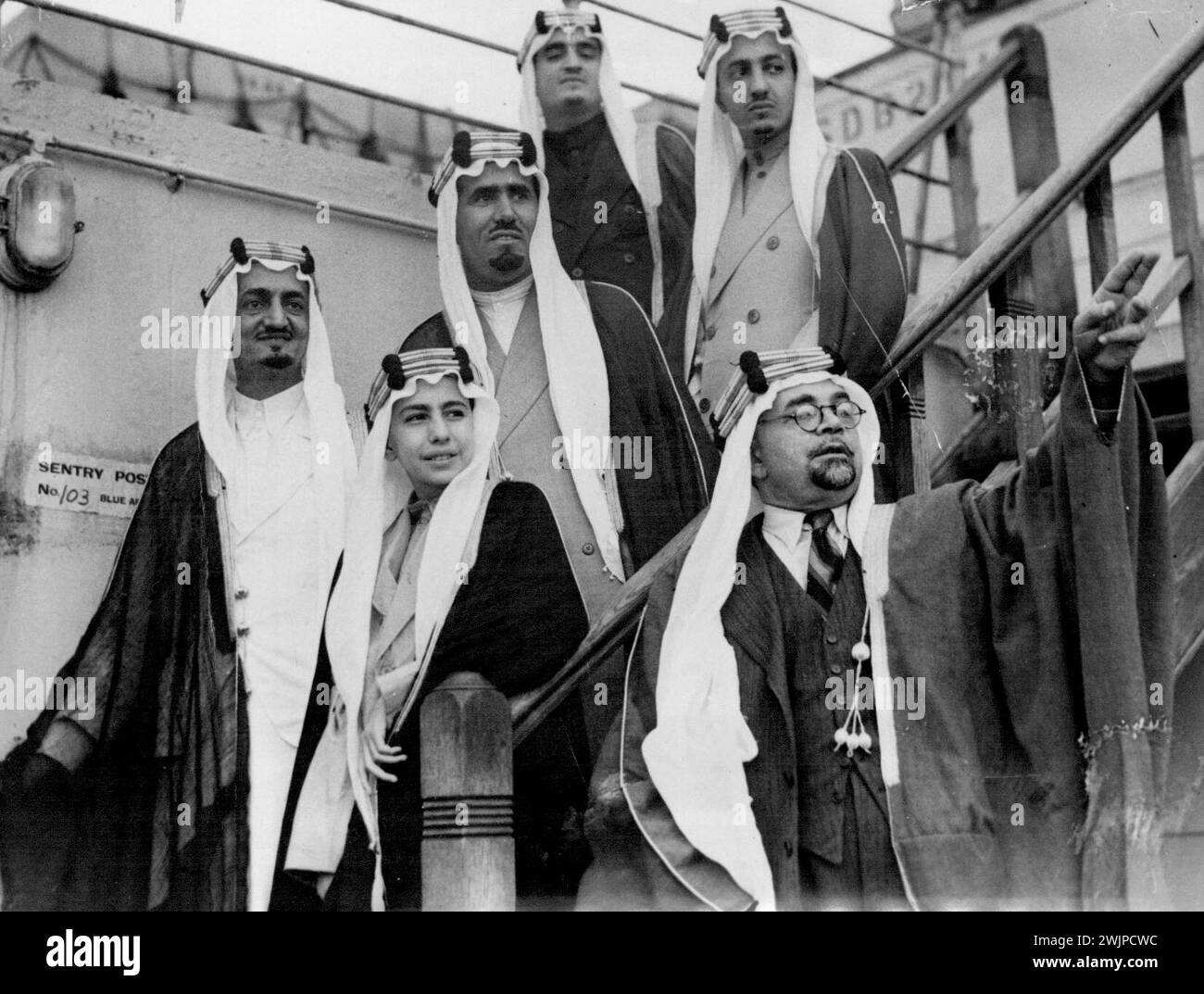King Faisal Aziz - King of Saudi Arabia - Foreign Royalty. September 10, 1945. Stock Photo