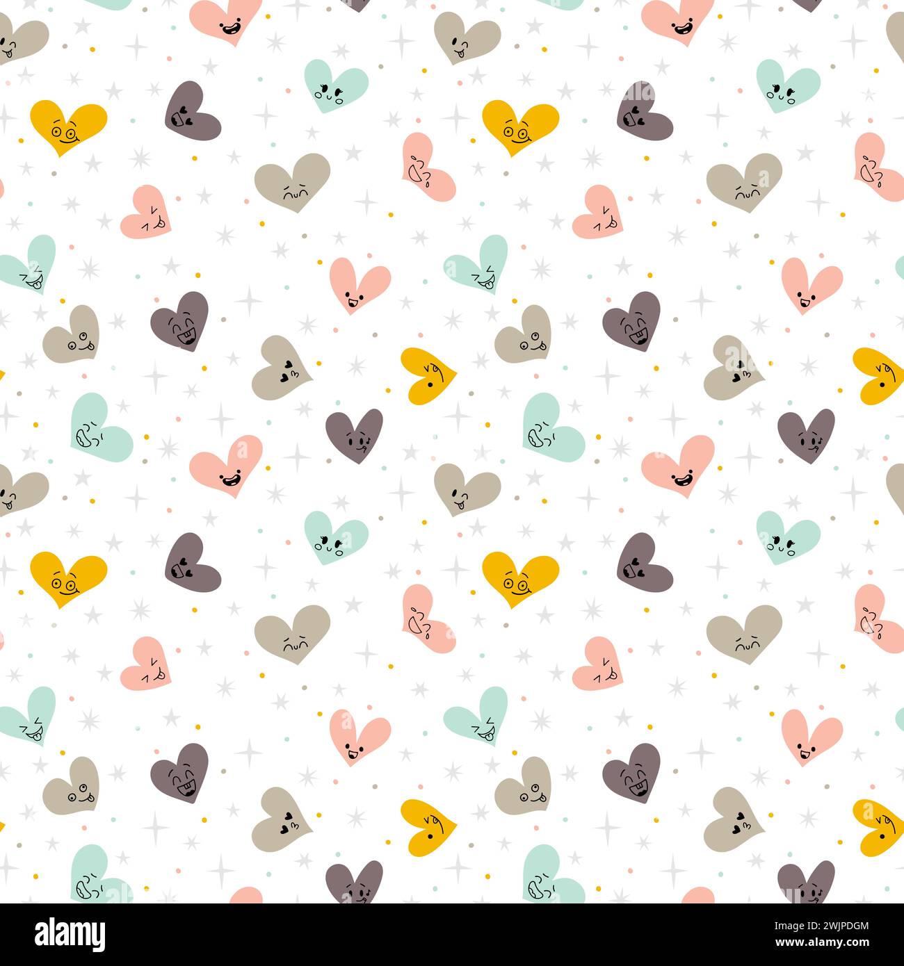 Cute seamless pattern with hand drawn hearts. Cute doodle elements ...