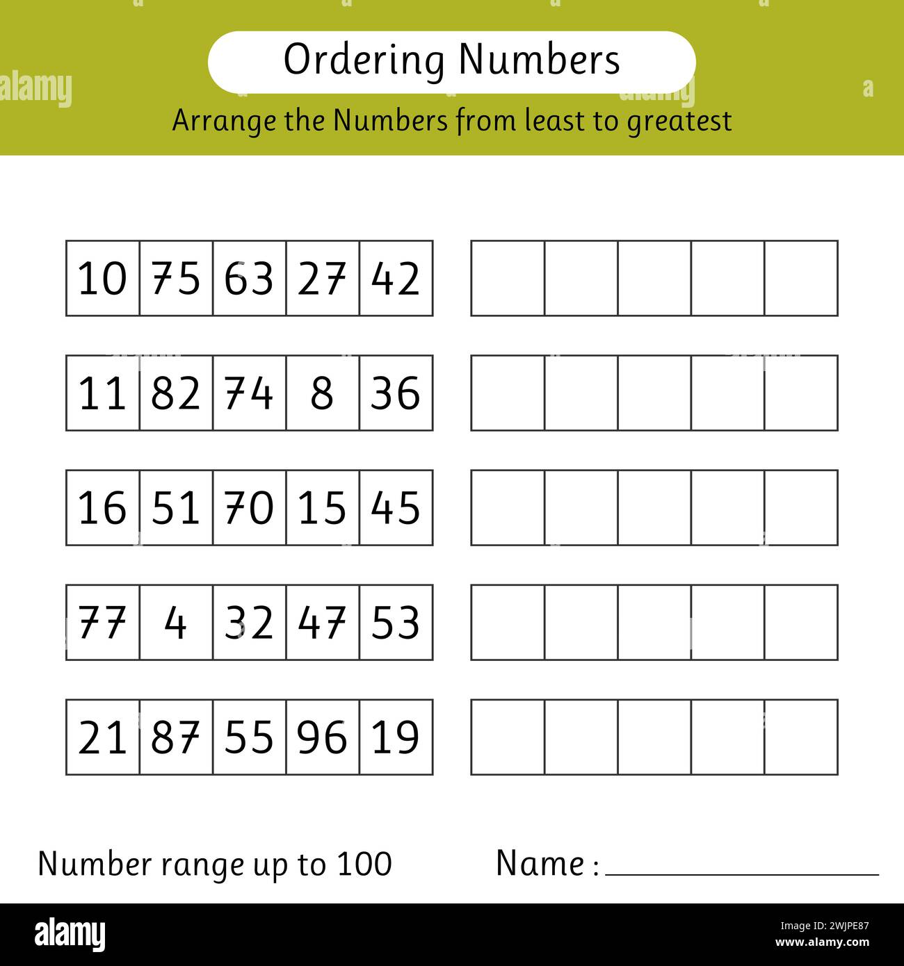 Ordering numbers worksheet. Arrange the numbers from least to greatest