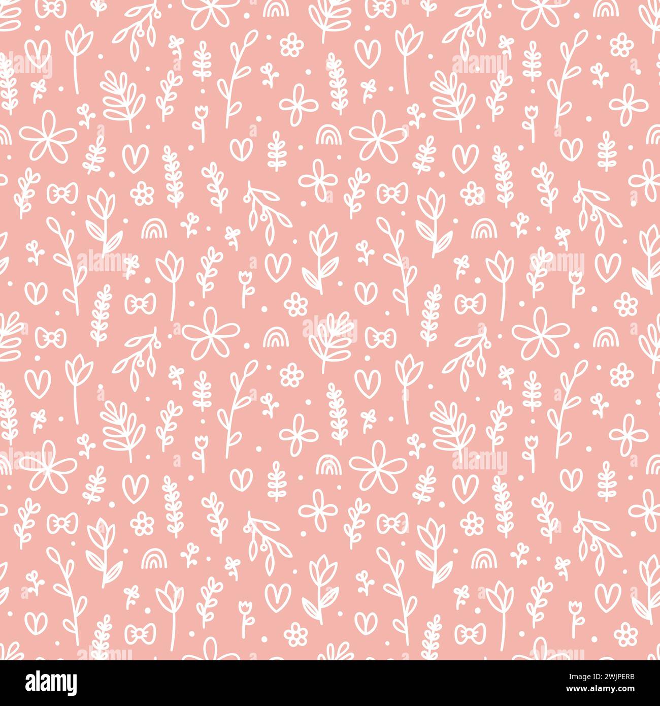 Hand drawn floral seamless pattern. Cute background with flowers ...
