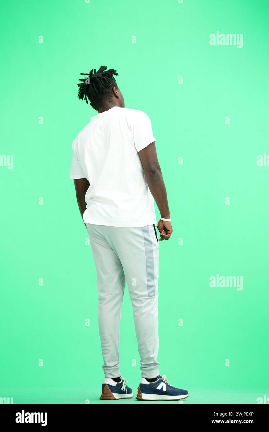 Man, full-length, on a green background Stock Photo
